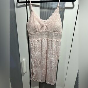 BCBGMaxAzria Pink Lace Chemise with Spaghetti Straps